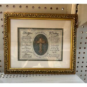 Carpentree For Your Wedding Framed Cross Art Gold Ornate Religious Decor